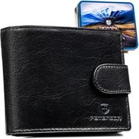 poziomy portfel męski ze skóry naturalnej w czarnym kolorze
