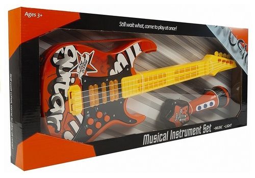 CZERWONA GITARA ELEKTRYCZNA MIKROFON STRUNY na Arena.pl