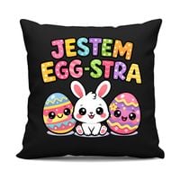 Jestem egg-stra - czarna poduszka na prezent PISANKI ZAJĄCZEK DLA DZIECKA