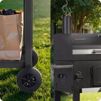 GRILL WĘGLOWY OGRODOWY ŻELIWNY POKROWIEC DUŻY RUSZT TERMOMETR KÓŁKA BD-891