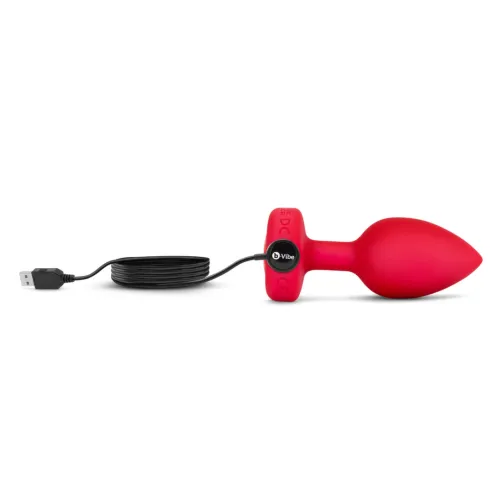 b-vibe heart plug m/l red - silikonowy model intymny z pilotem na Arena.pl