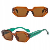 OKULARY PRZECIWSŁONECZNE UV400 Brązowo - zielone Unisex + ETUI+ŚCIERKA