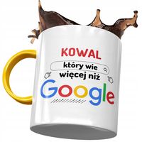 Kubek Żółty Dla Kowala Który Wie Więcej Niż Google Z Nadrukiem Ze Zdjęciem