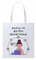 Dla Sekretarki Na Prezent Torba Eco Biała Shopper Z Nadrukiem Ze Zdjęciem