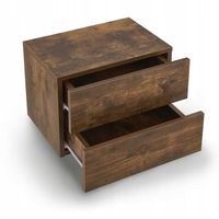 WISZĄCA SZAFKA NOCNA 2 SZUFLADY 40x29x30 CM DREWNOPODOBNA RUSTYKALNA