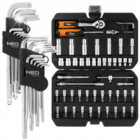 NEO TOOLS Klucze Nasadowe 1/4" 55el + Klucze Torx 9x + Klucze Sześciokąt 9x