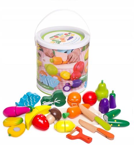 Zestaw DREWNIANYCH Warzyw Owoców Do KROJENIA NA RZEP MEGA ZESTAW NA PREZENT na Arena.pl