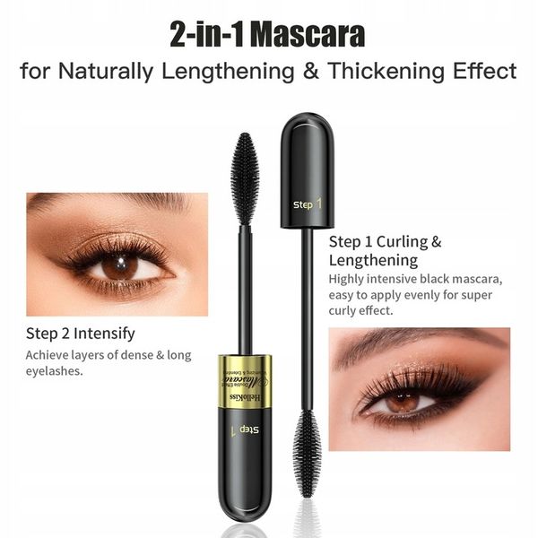 2 W 1 Tusz Do Rzęs 4D Mascara Pogrubiająco Wydłużający Czarny zdjęcie 3