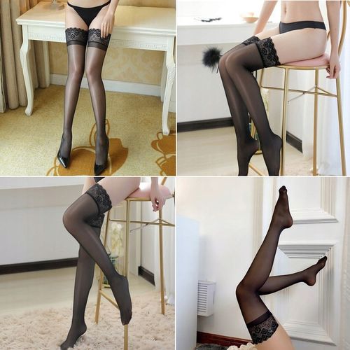 POŃCZOCHY SAMONOŚNE CZARNE KORONKA SEKSOWNE POŁYSK na Arena.pl