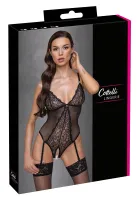 cottelli lingerie body siateczkowe koronka bez krocza czarny l
