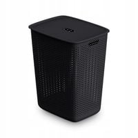 DUŻY KOSZ NA PRANIE BIELIZNĘ Z POKRYWĄ POJEMNY 60L CZARNY ELEGANCKI