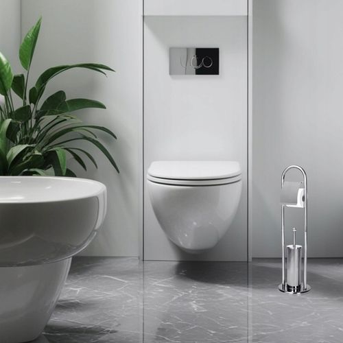 STOJAK UCHWYT NA PAPIER + SZCZOTKA DO WC ZESTAW STABILNY WYTRZYMAŁY MODNY na Arena.pl