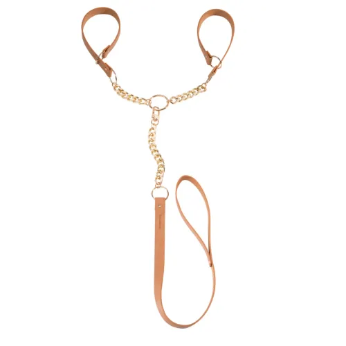 bijoux indiscrets maze t-restraints brązowe - kajdanki z odpinaną smyczą na Arena.pl