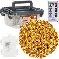 LAMPKI 120LED CHOINKOWE ZEWNĘTRZNE WEWNĘTRZNE CIEPŁY BIAŁE NA BATERIE PILOT