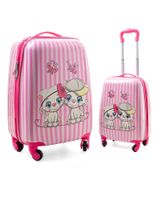 Walizka dziecięca KEMER RGL BIAŁE KOTKI Różowa
