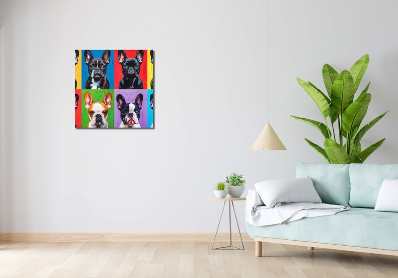 Obraz 60x60cm Buldogi Francuskie zdjęcie 2