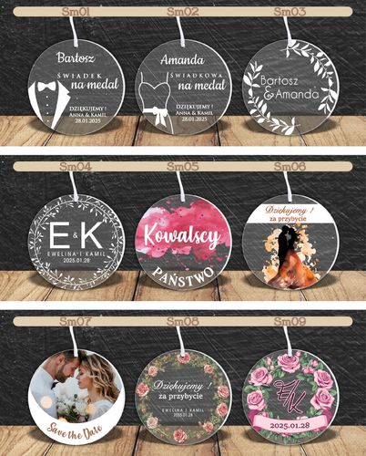 MEDAL z PLEXI nadrukiem UV PODZIĘKOWANIE DLA GOŚCI NA ŚLUB TWÓJ NAPIS na Arena.pl