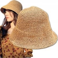 Słomkowy Kapelusz damski beżowy LETNI PLAŻOWY Eko bucket hat Lato beż Hat