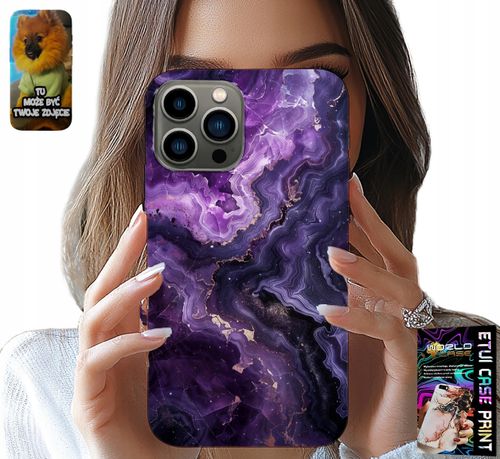 ETUI DO IPHONE 13 PRO - FIOLETOWY MARMUREK MODNE KOBIECE + SZKŁO na Arena.pl