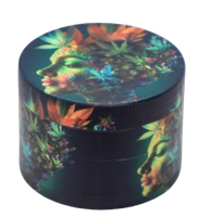 Kolorowy Młynek do Tytoniu Grinder Kobieta z Kolorowymi Listkami Marihuany