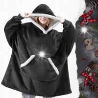 KOC BLUZA OVERSIZE Ciepła Gruba KOCOBLUZA 2w1 XXL CZARNA Futrzak z Kapturem