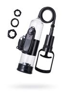 pompka do penisa z wibracją a-toys transparentna czarna 22,8 cm