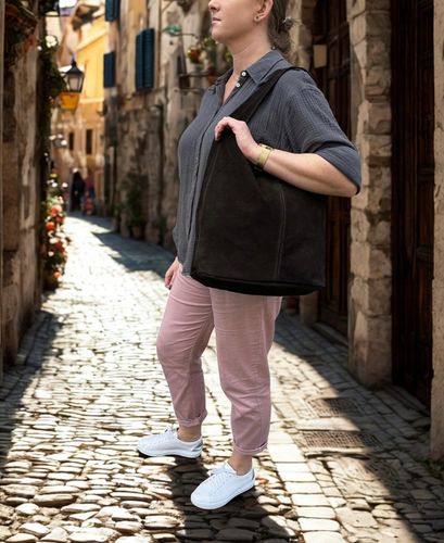 CZEKOLADOWA ZAMSZOWA TOREBKA WOREK BRĄZOWA TOREBKA ZAMSZ NATURALNY ZAMEK A4 na Arena.pl