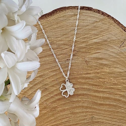 Naszyjnik srebrny 925 koniczynka i cyrkonie idealny prezent dla niej 45 cm na Arena.pl