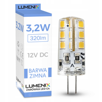 10x Żarówka LED G4 3,2W 355lm Biała Zimna 12V DC Mini Kapsułka Silikonowa