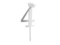 Topper na tort cyfra "4", srebrna