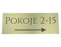 Elegancka metalowa tabliczka informacyjna do hotelu złoty dibond 40x15cm