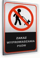 Tabliczka znak informacyjny 20x15 Srebrna ZAKAZ WYPROWADZANIA PSÓW Dibond