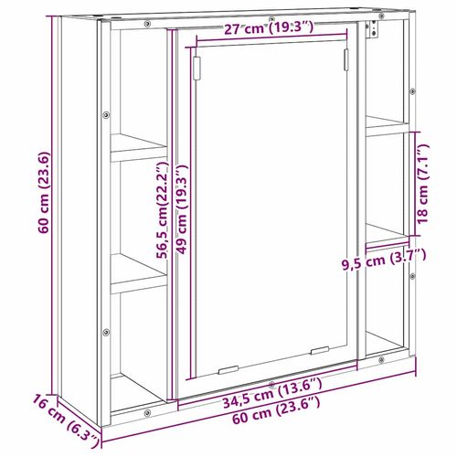 Szafka z lustrem do łazienki z półką Beżowy 60 x 16 x 60 cm na Arena.pl