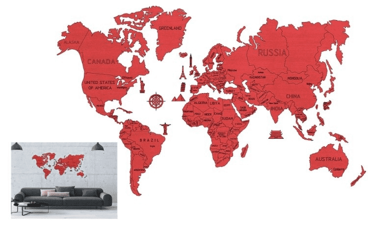 Mapa świata XL, kolor coral zdjęcie 8