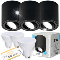 3x SPOT OPRAWA NATYNKOWA HALOGENOWA tuba ruchoma GU10 8W ciepła żarówka LED