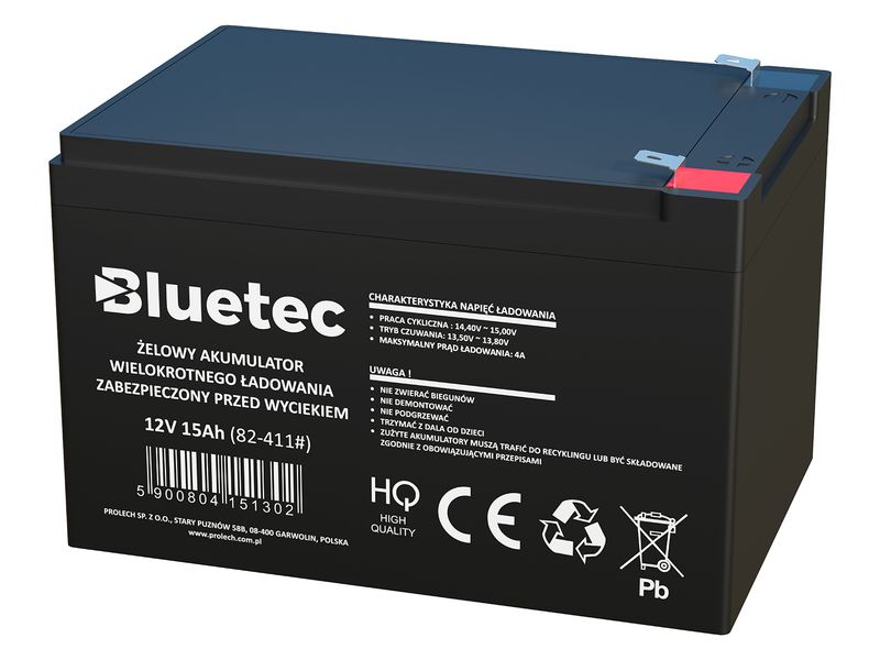 Akumulator żelowy 12V 15Ah BLUETEC zdjęcie 1