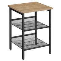 Stolik kawowy loft 40x40x55 dąb sonoma szafka czarna rama dwie półki