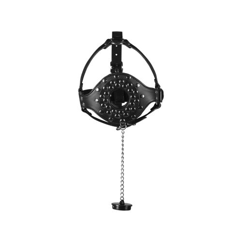 open mouth gag head harness with plug stopper   black na Arena.pl