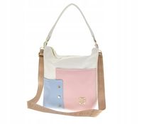 Laura Biaggi - torebka listonoszka 2 kieszenie biały różowy niebieski KB232