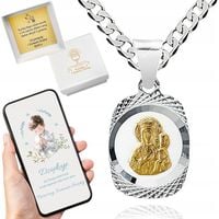 Łańcuszek i medalik Matki Boskiej Częstochowskiej 45 cm na prezent Komunia