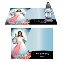 SZKLANA PODSTAWKA POD ZNICZE Z LUSTRA TWÓJ DOWOLNY TEKST 40x30cm 773b