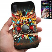 ETUI DO SAMSUNG GALAXY A20E - ROCK PERKUSJA BĘBNY ROCK & ROLL + FOLIA