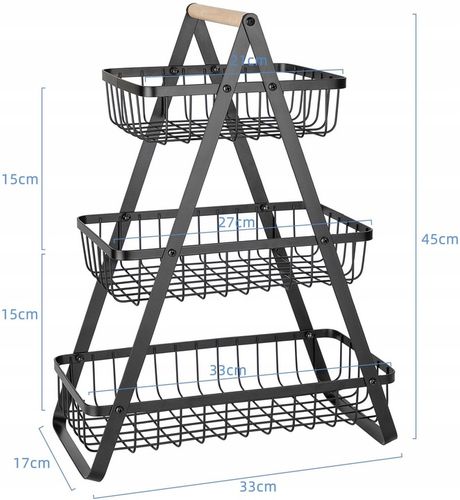 Koszyk TRZYPOZIOMOWY 3 piętrowy na owoce warzywa metalowy czarny Z na Arena.pl