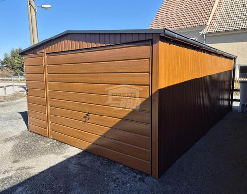 Garaż blaszany 4x6m brama uchylna drzwi 2x okno rynny dach GP584 na Arena.pl