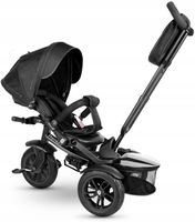 ROWEREK TRÓJKOŁOWY DLA DZIECI PREMIUM BLACK Z DASZKIEM QPLAY 6w1 OBROTOWY