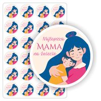 NAKLEJKI 26 maja Najlepsza mama na świecie DZIEŃ MAMY 24 szt. 5 cm