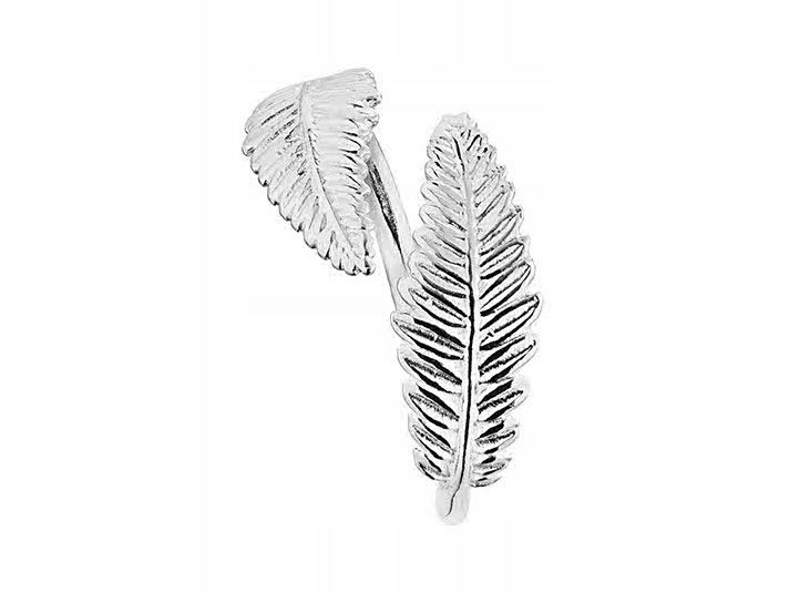 Regulowany Srebrny Pierścionek Liść Paproci Srebro 925 Listek Gałąź Paproć zdjęcie 2
