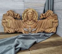 Płaskorzeźba drewniana obraz Jezus Chrystus Zbawiciel IHS prezent 70cm