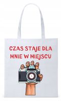 Dla Fotografa Fotografki Torba Eco Biała Shopper Z Nadrukiem Ze Zdjęciem