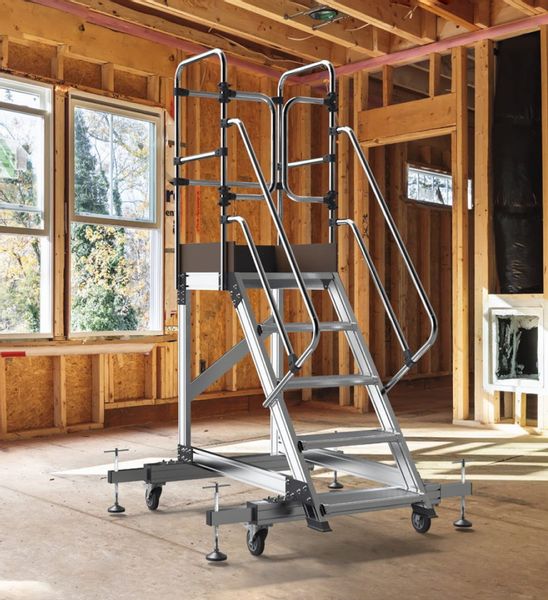 Drabina magazynowa podest jezdny HIGHER 87PRO 8703 3 stopnie + podest zdjęcie 3